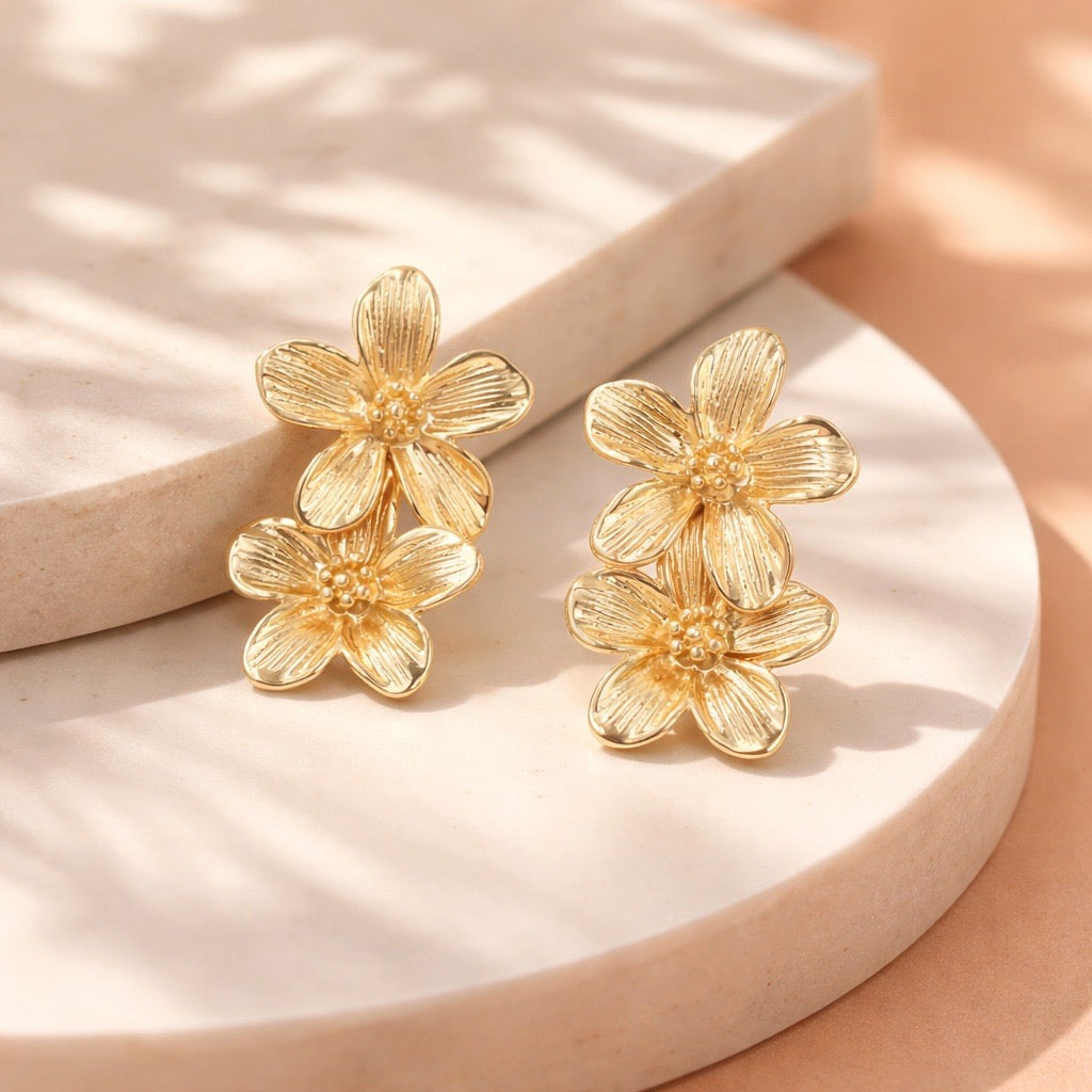 Arete flor doble