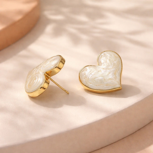 Arete maxi corazón perlado