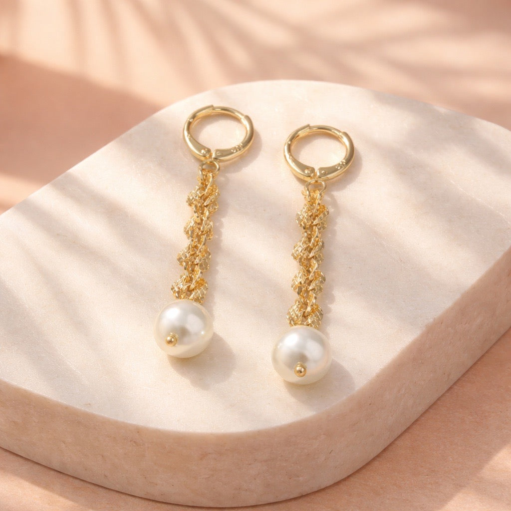 Arete largo perla