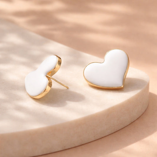 Arete maxi corazón blanco