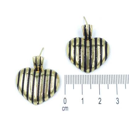 Arete corazón cebra negro