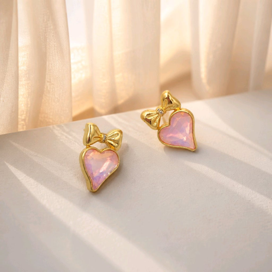 Arete corazón rosa