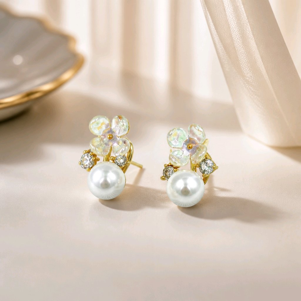 Arete perla flor