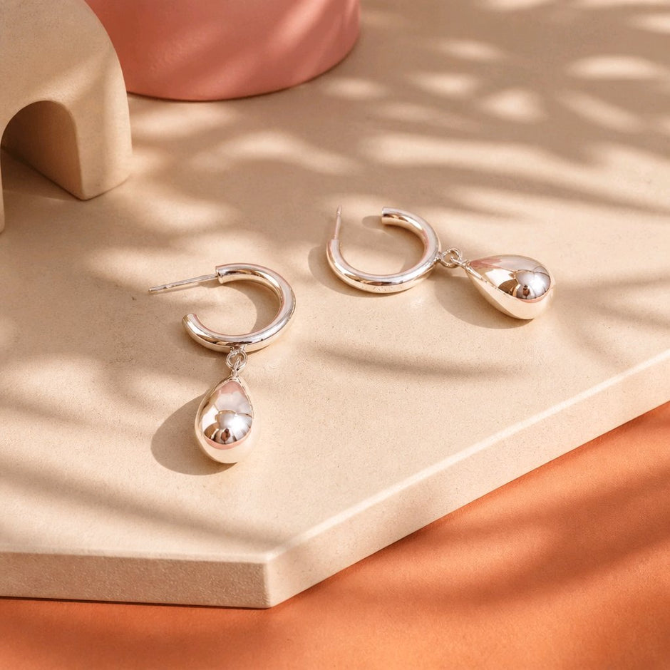 Arete gota baño de plata