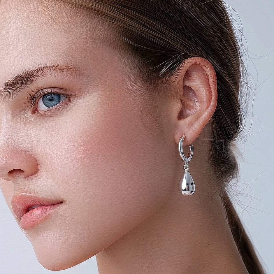 Arete gota baño de plata