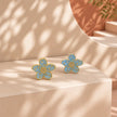 Arete flor puntos azul