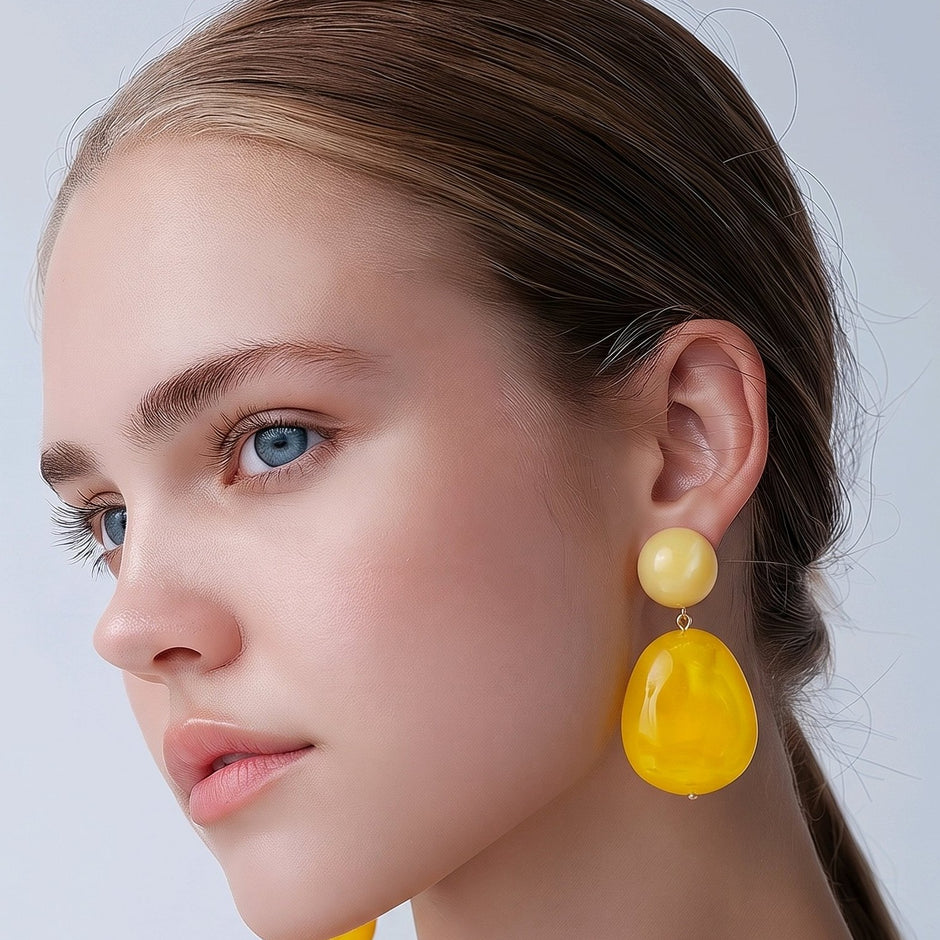 Arete resina maxi amarillo