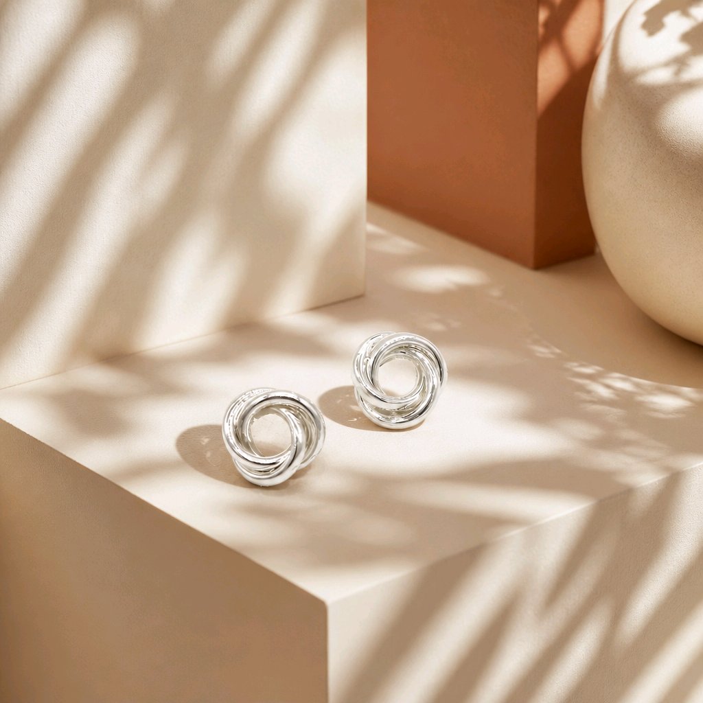 Arete nudo baño de plata