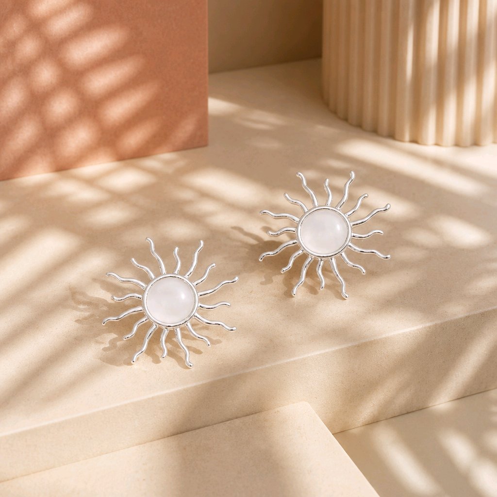 Arete sol baño de plata