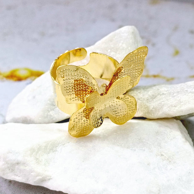 Anillo bronce mariposa