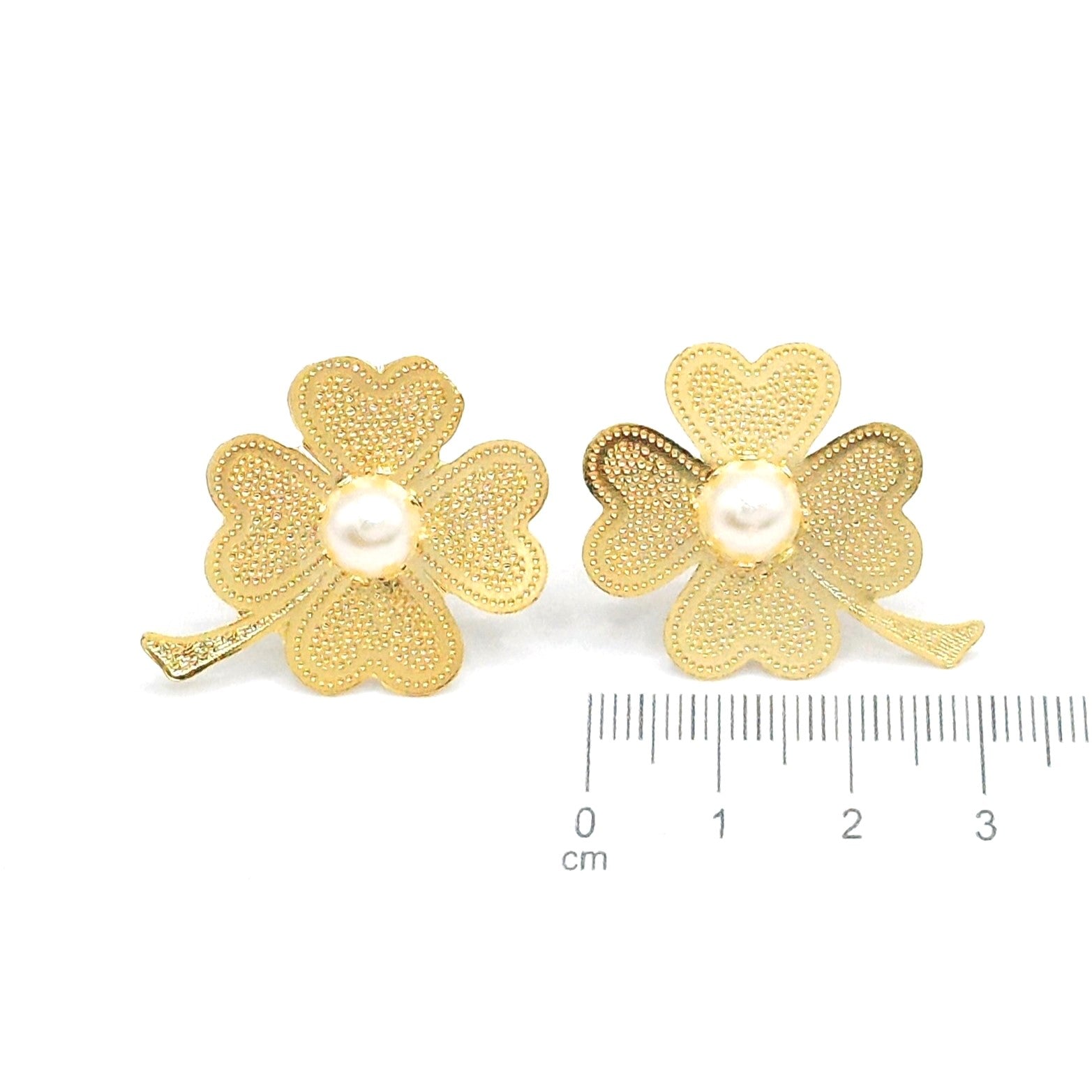 Arete bronce perla trebol