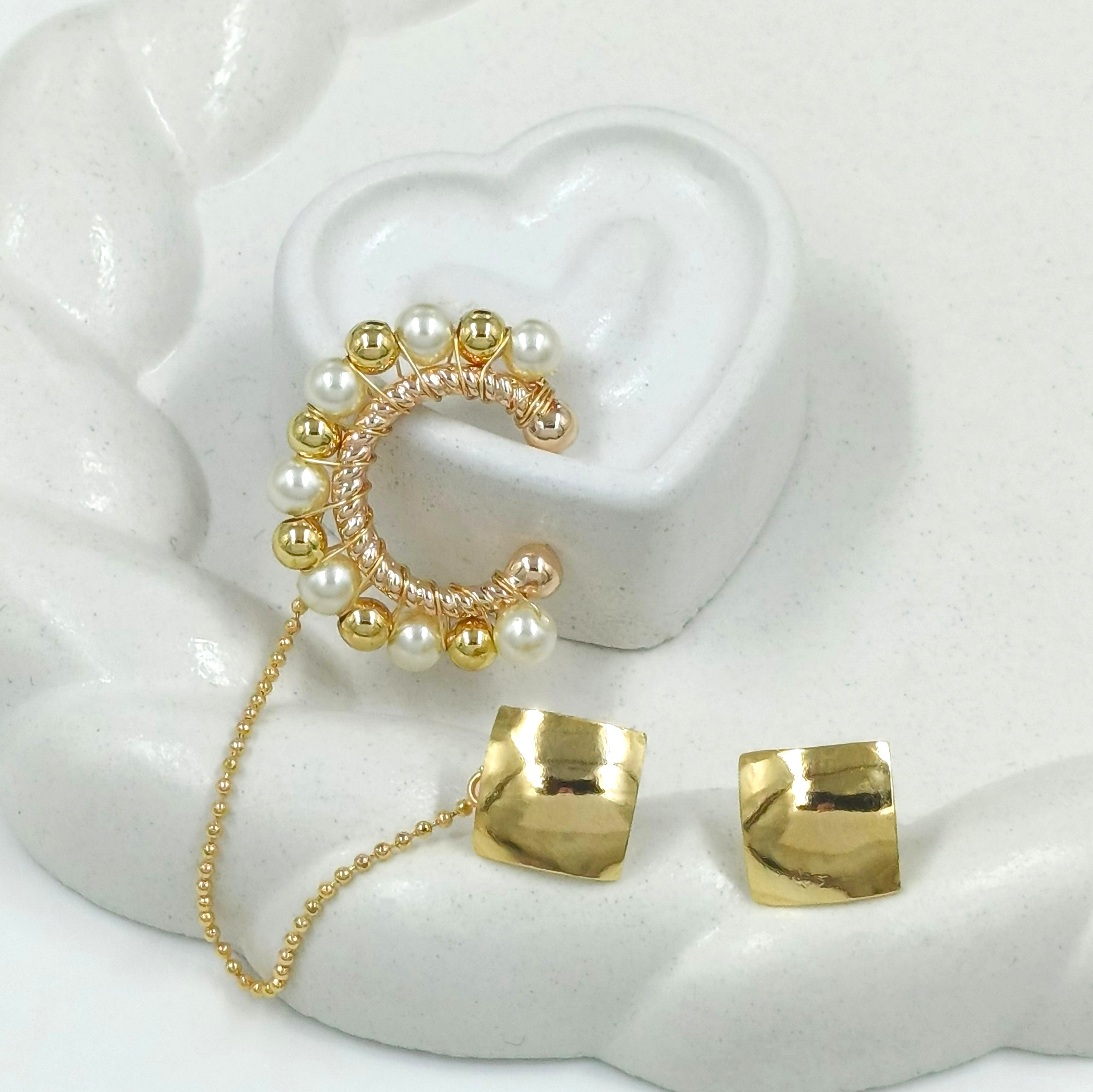 Bronce aret earcuff perla/balin