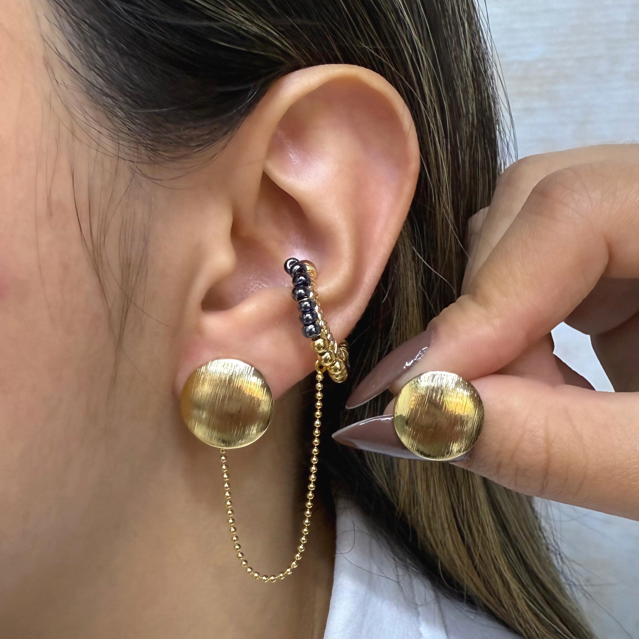 Bronce aret earcuff perla/balin