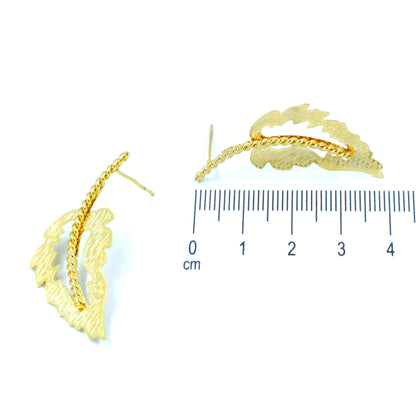 Arete bronce hoja tallo