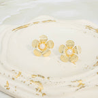 Arete bronce flor perla