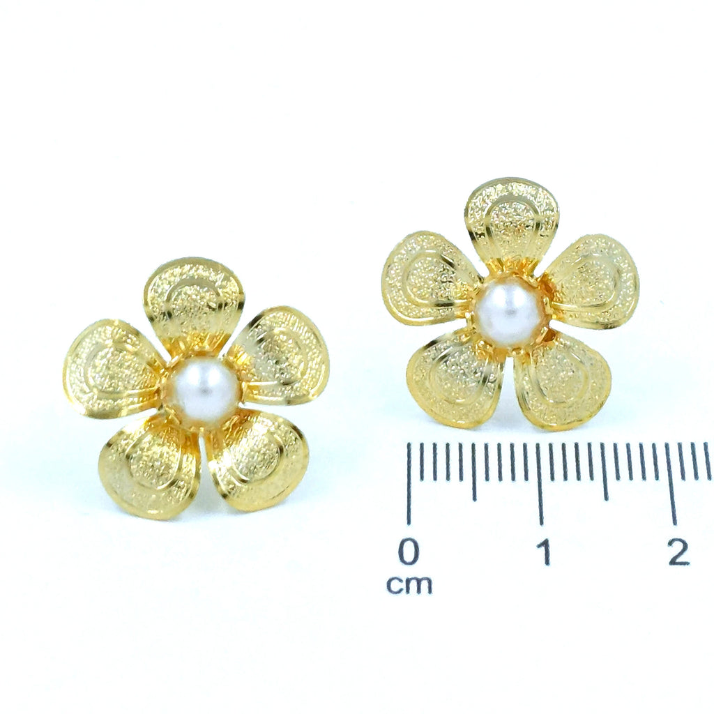 Arete bronce flor perla