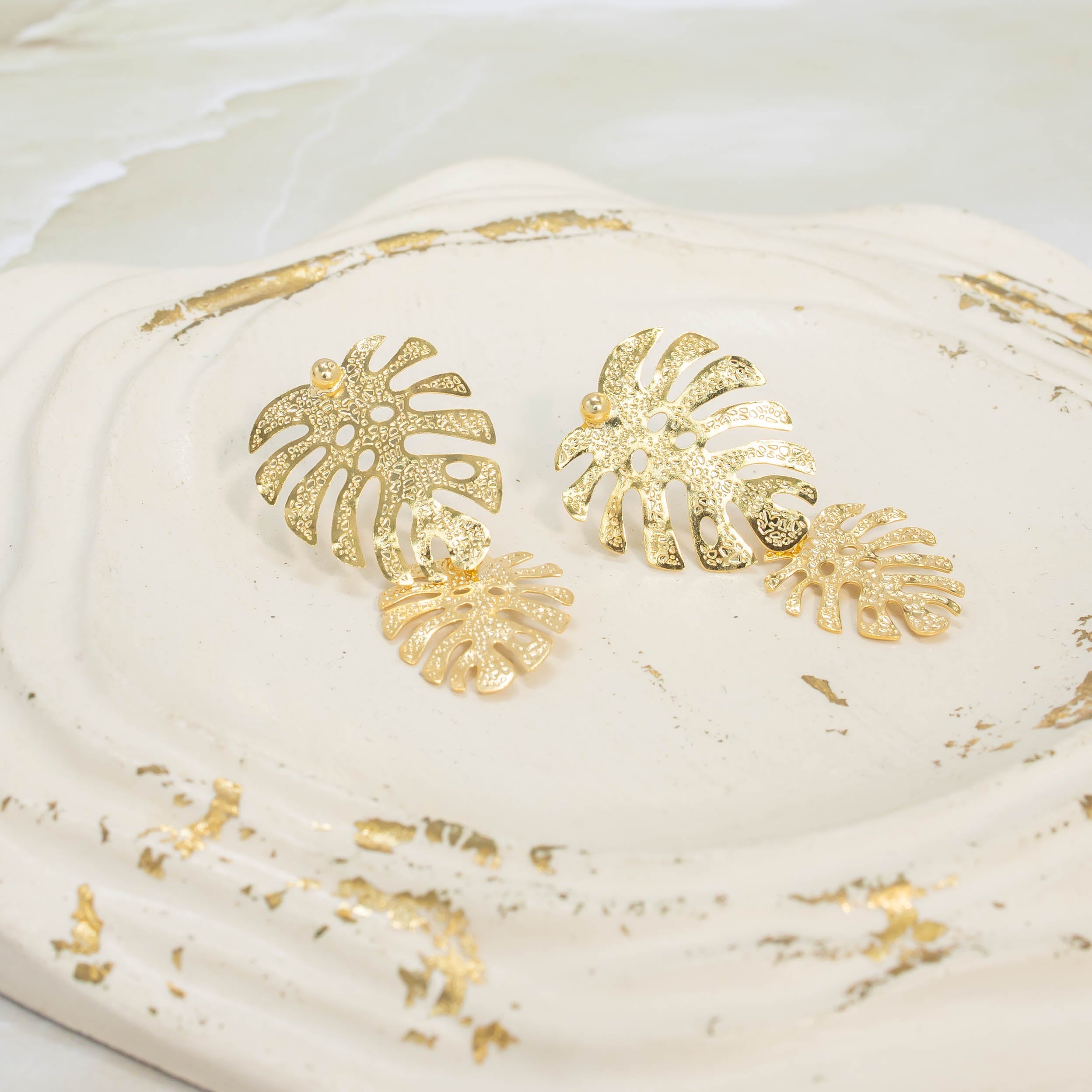 Arete bronce espiga doble