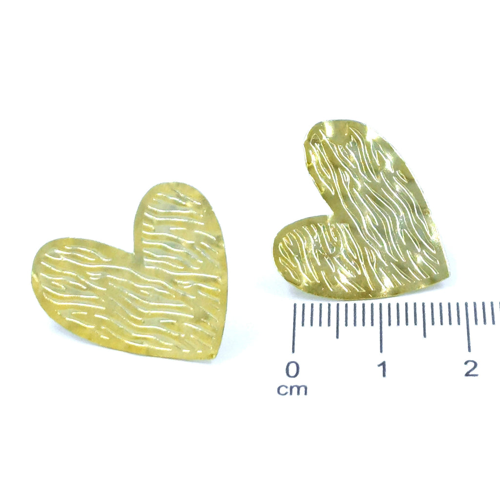 Arete bronce corazón tallado