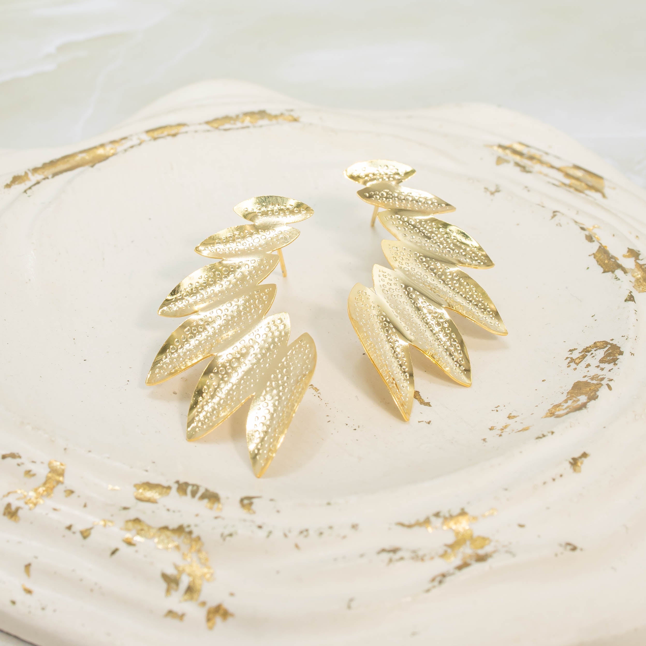 Arete bronce ala hojas