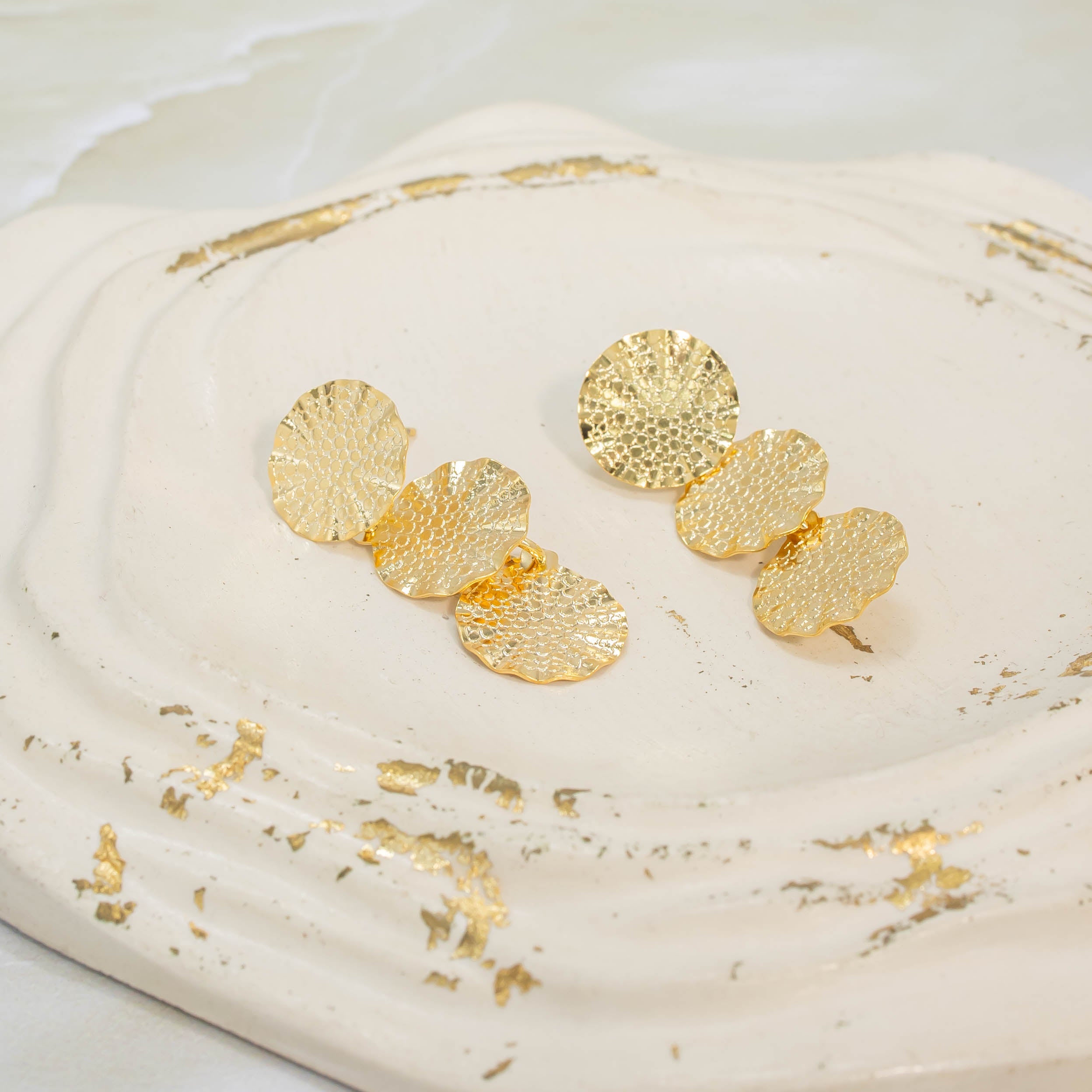 Arete bronce lluvia círculos