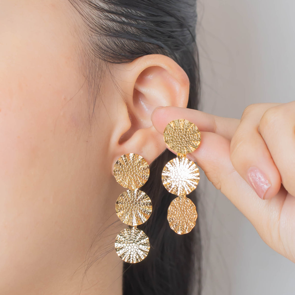 Arete bronce lluvia círculos