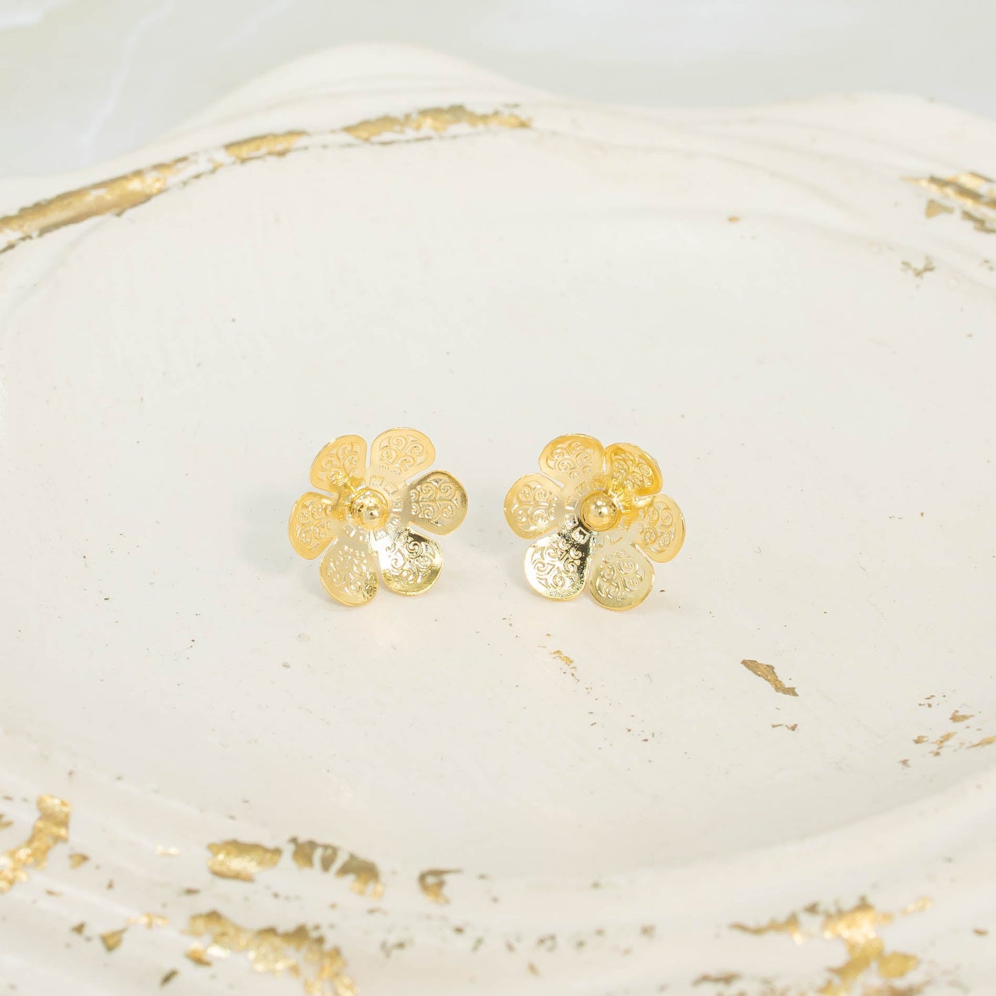 Arete bronce flor mini