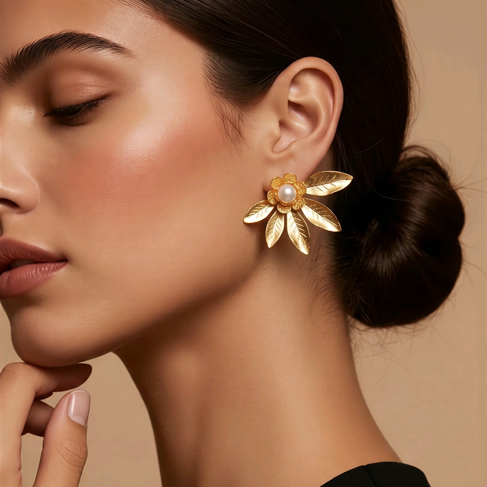 Arete bronce media flor
