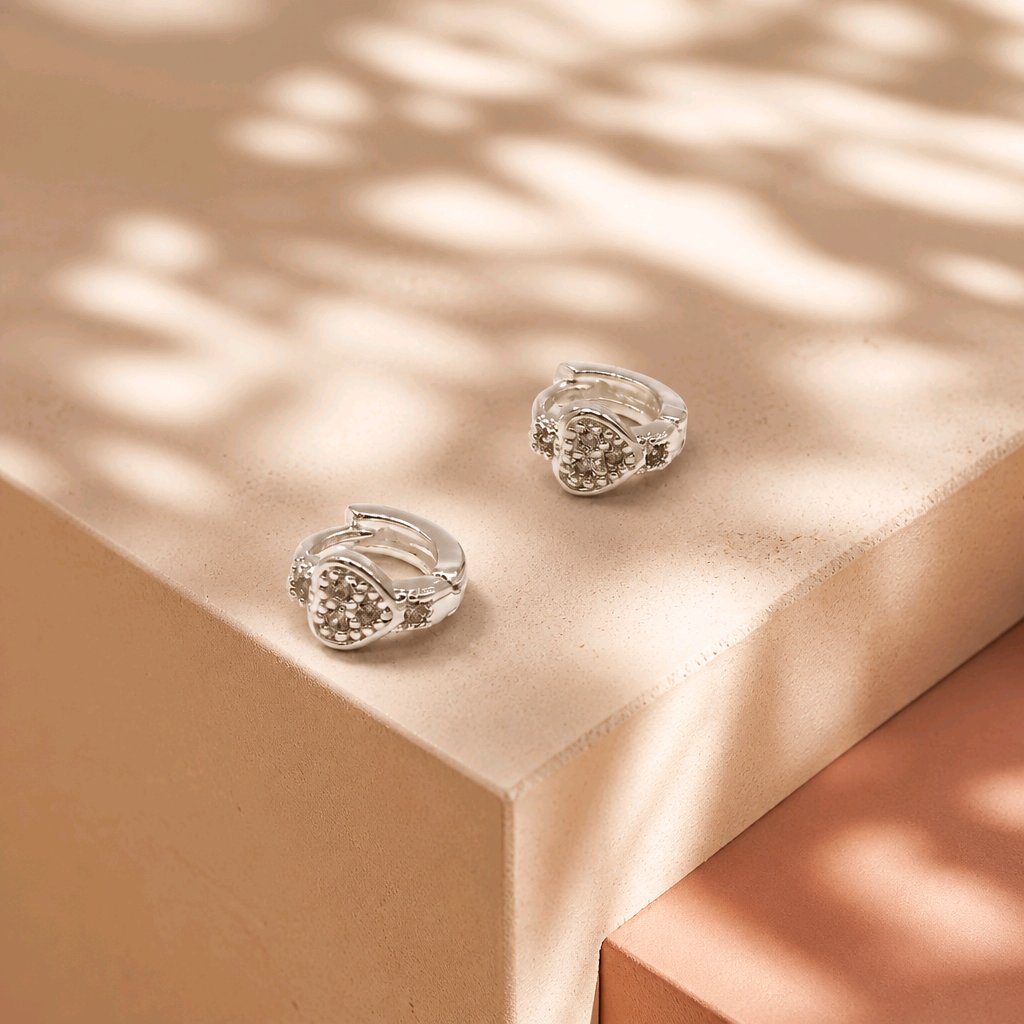 Candonga pequeña mini baño de plata corazón