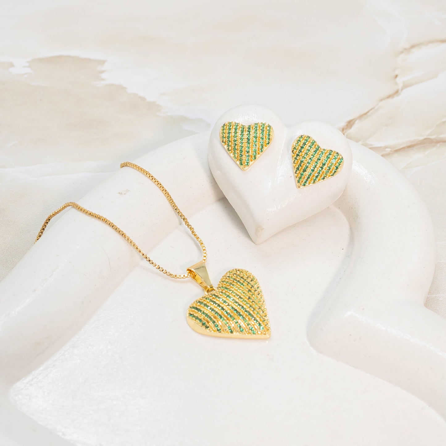 Dúo maxi corazón  esmeraldas