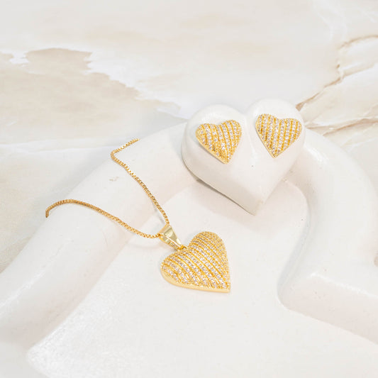 Dúo maxi corazón  micro zircón