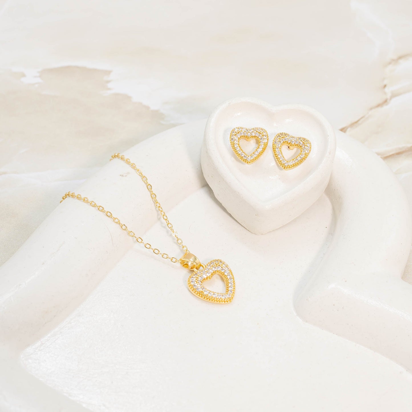 Dúo corazón  micro zircones