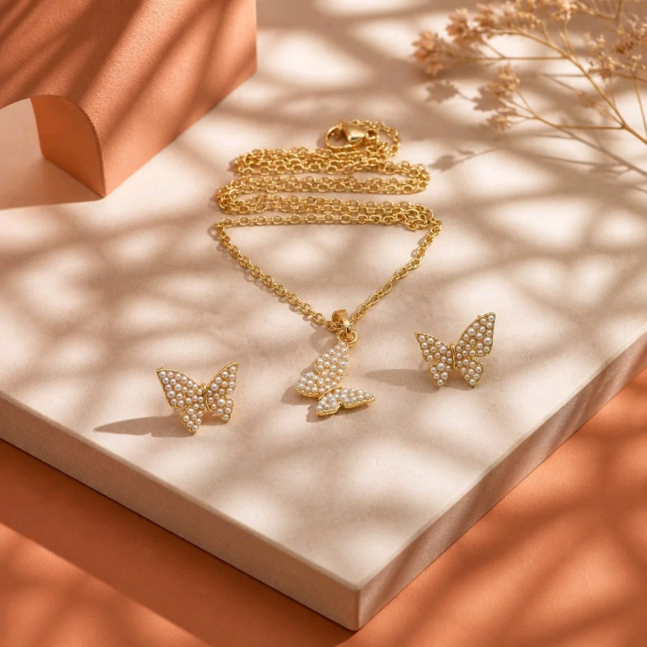 Dúo mariposa mini perlas