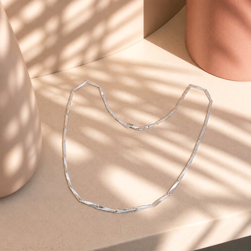 Dúo cadena 45 cm bastón baño de plata