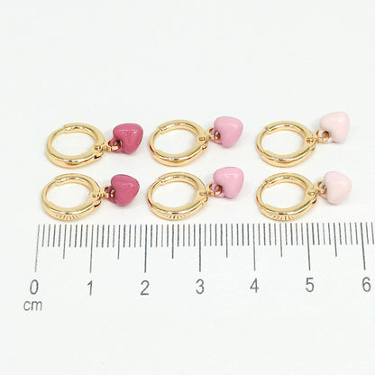 Orejera set corazones rosa