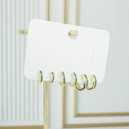 Orejera trío esmeraldas