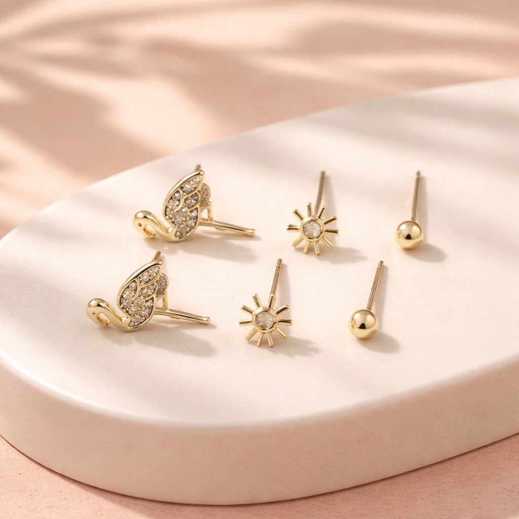 Orejera trío flamenco 14k