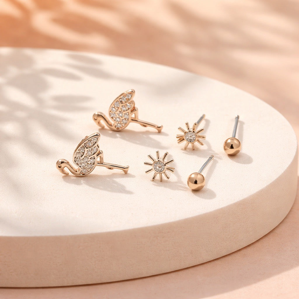 Orejera trío flamenco 18k