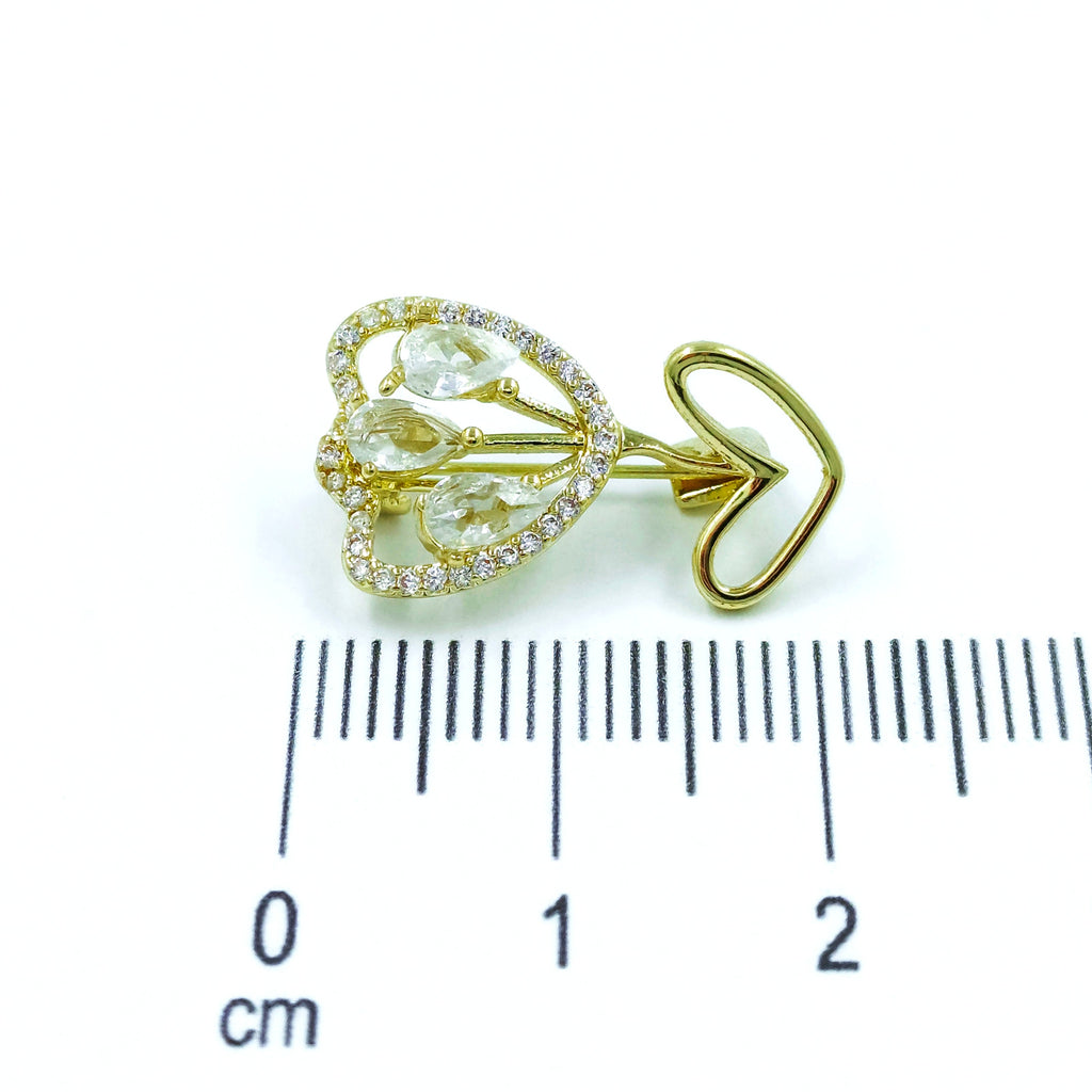 Broche rosa zircon corazón