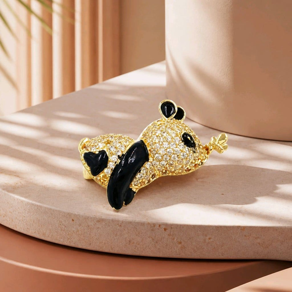 Broche panda microzircón