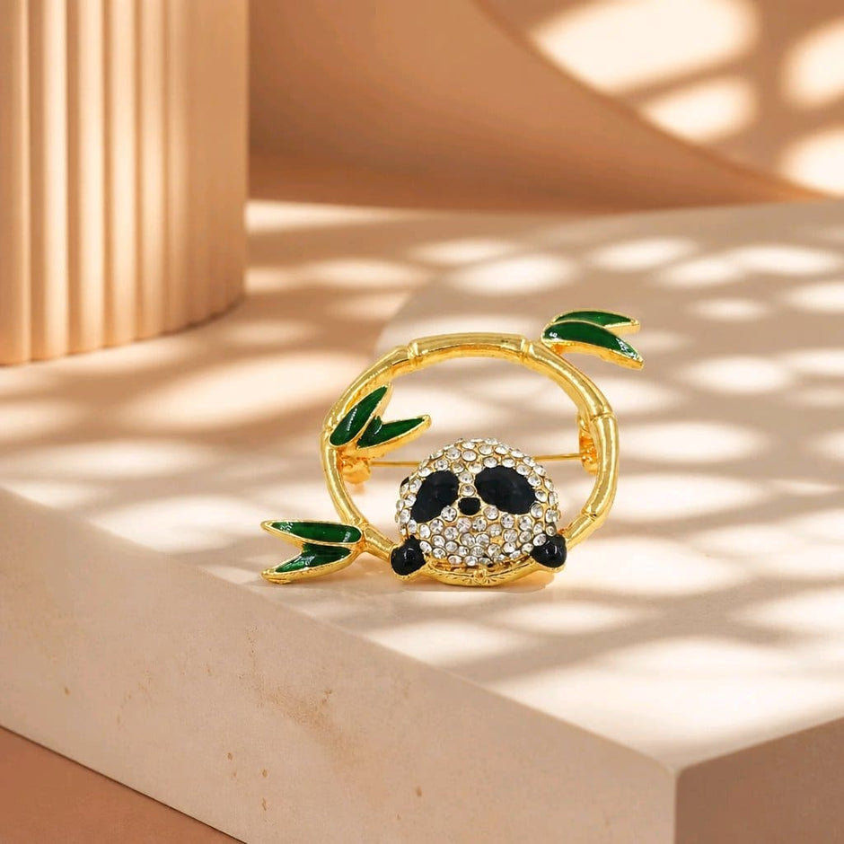 Broche panda bambú