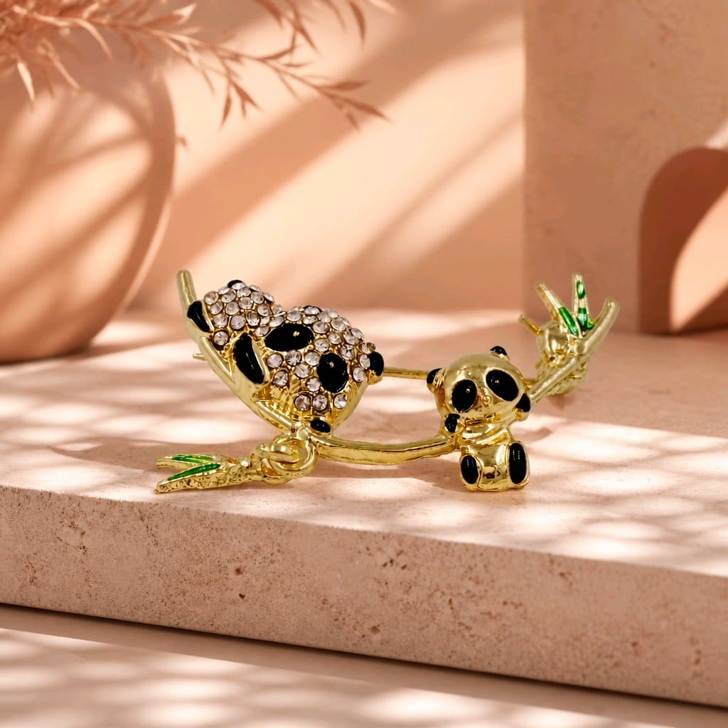 Broche bambú pandas