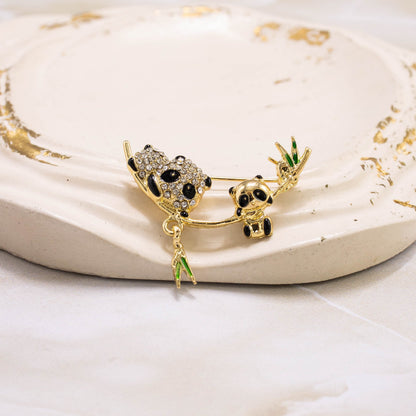 Broche bambú pandas