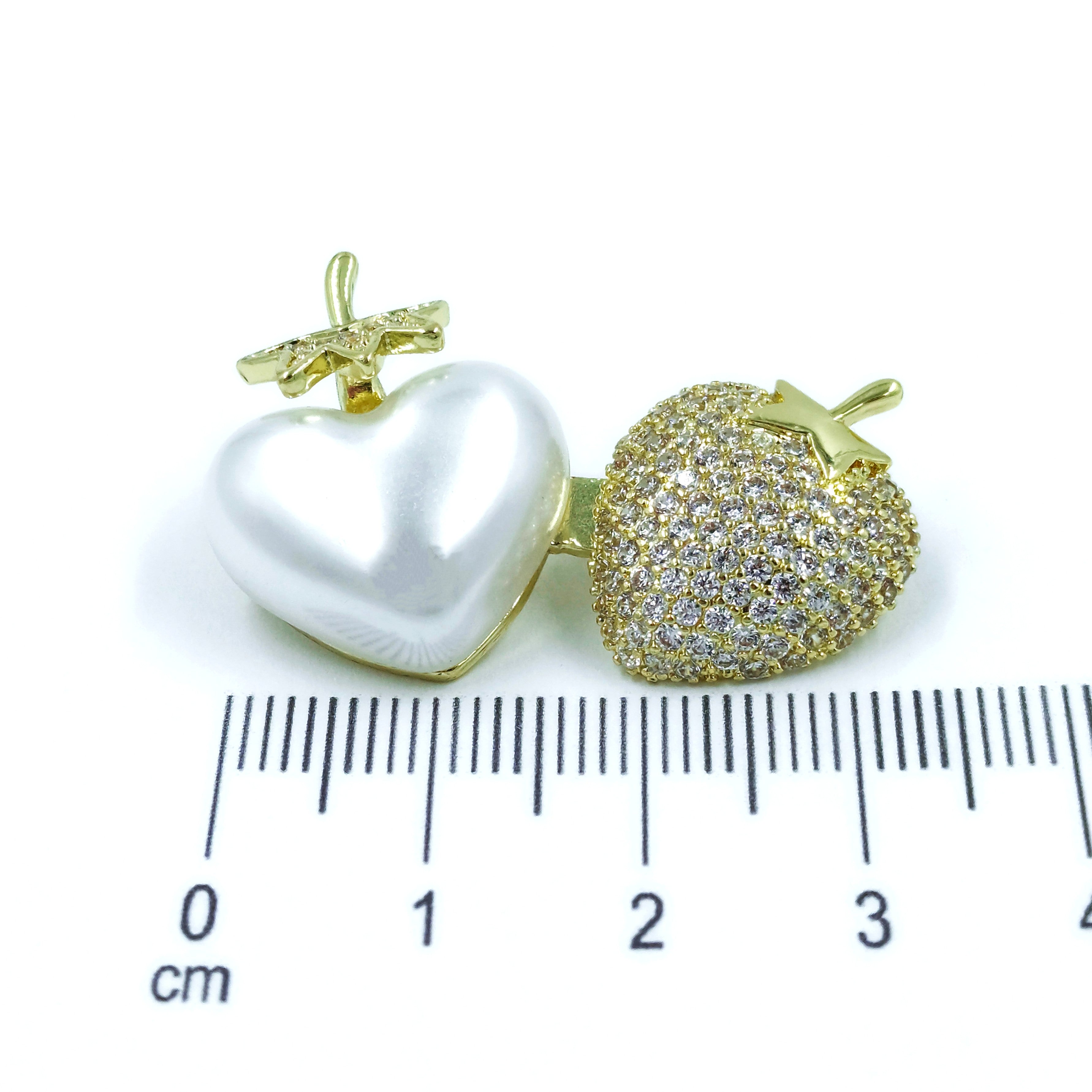 Broche fresas perla microzircon