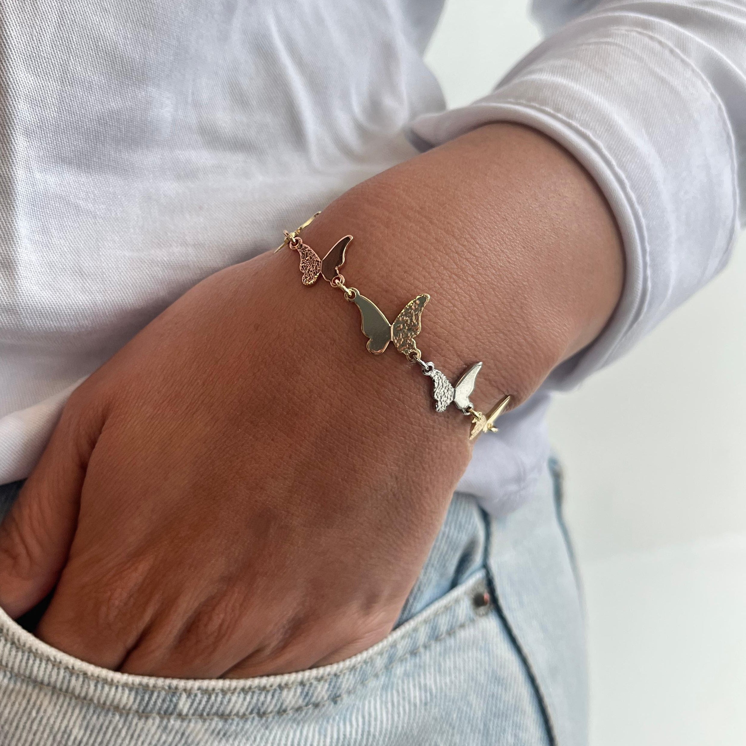 Pulsera tres oros mariposas