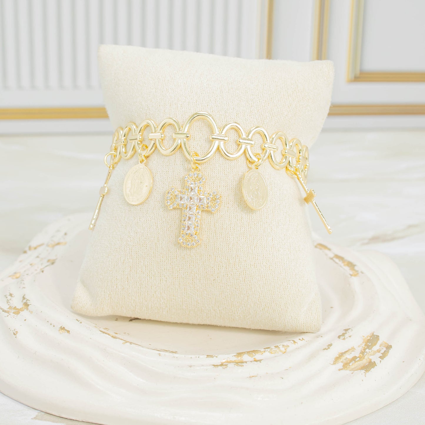 Pulsera aro dijes cruz