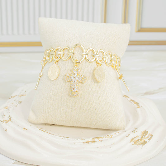 Pulsera aro dijes cruz