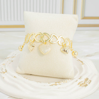 Pulsera dijes corazón  microzircon