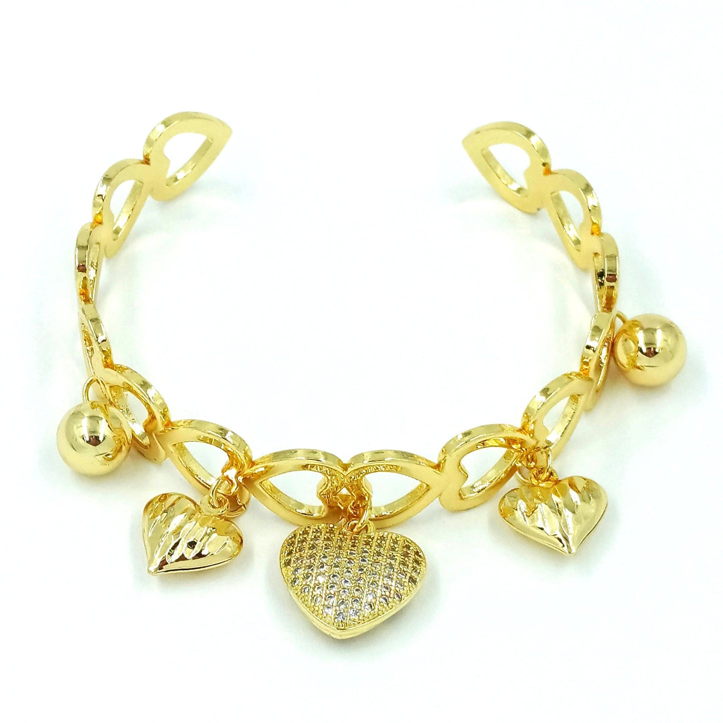 Pulsera dijes corazón  microzircon