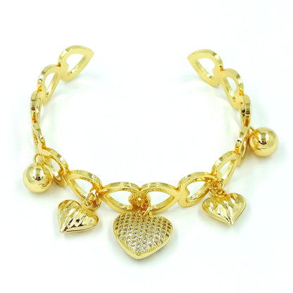 Pulsera dijes corazón  microzircon