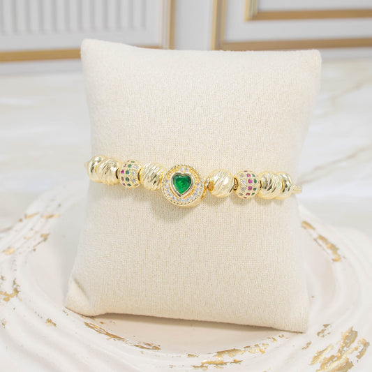 Pulsera corazón  esmeralda
